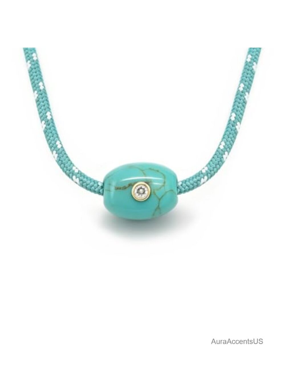 Paracord Cord Rope Necklace with Natural Stone Beaded Charm Zircon Gold Plated